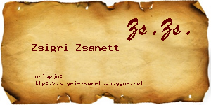 Zsigri Zsanett névjegykártya